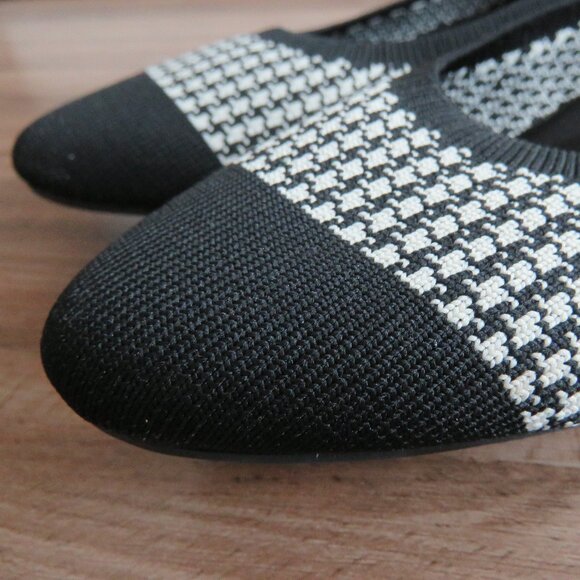 VIVAIA Tamia Round-Toe Ballet Flats in Black White Houndstooth Academia Preppy - Picture 4 of 14